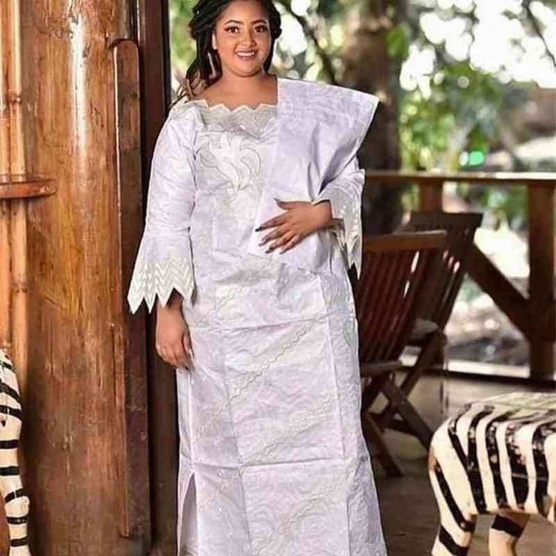 new fashion african bazin riche embroidery design dress long dress with scarf 210408
new fashion african bazin riche embroidery design dress long dress with scarf 210408
