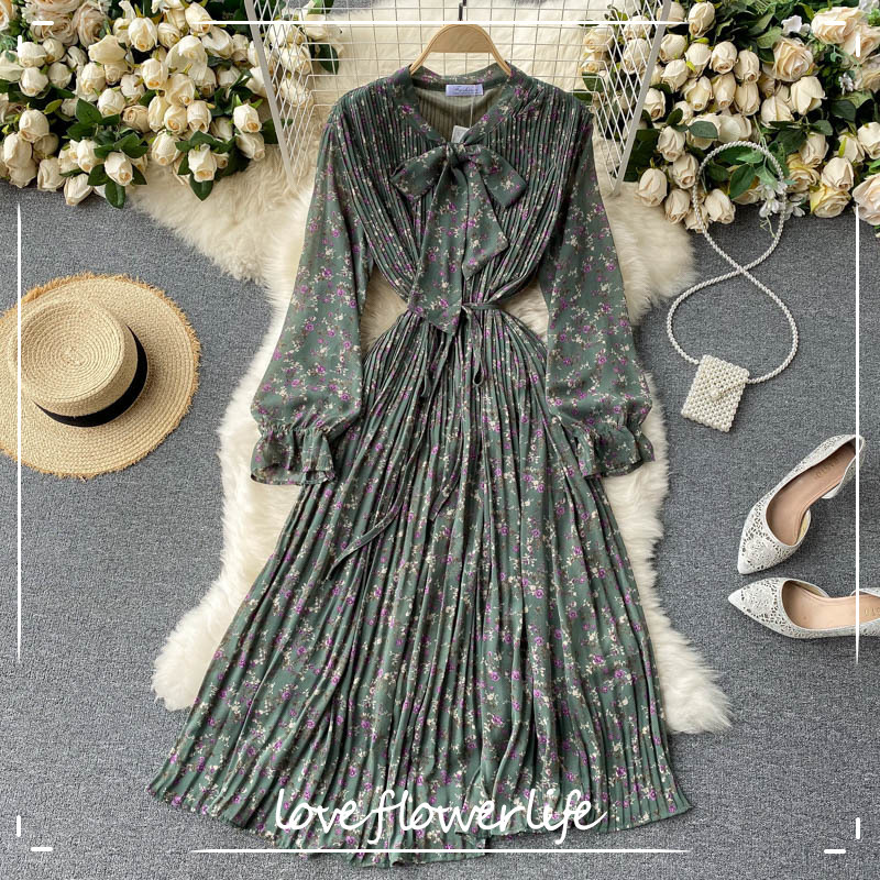 FLF Spring Boho Print Streetwear Midi Dress French Floral Pleated Dress Women Sweet Bow Collar Long Sleeve A-line Dresses 210521, Green
FLF Spring Boho Print Streetwear Midi Dress French Floral Pleated Dress Women Sweet Bow Collar Long Sleeve A-line Dresses 210521, Green