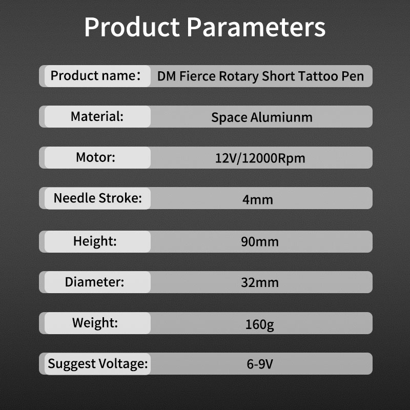 DM Fierce Short Tattoo Machine Pen RCA Cord Aircraft Aluminum Strong Motor Rotary Tattoo Machine for Shader LinerScouts
DM Fierce Short Tattoo Machine Pen RCA Cord Aircraft Aluminum Strong Motor Rotary Tattoo Machine for Shader LinerScouts