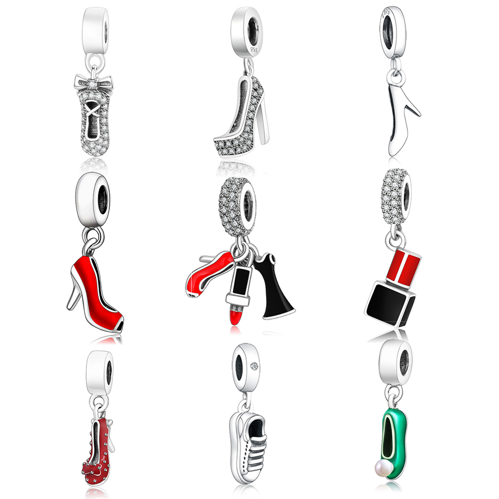925 Sterling Silver Cute Lipstick Shoes Pendant Beads Fit Original Pandora Charms Bracelet Necklace DIY Jewelry Making Women Berloque, Black
925 Sterling Silver Cute Lipstick Shoes Pendant Beads Fit Original Pandora Charms Bracelet Necklace DIY Jewelry Making Women Berloque, Black