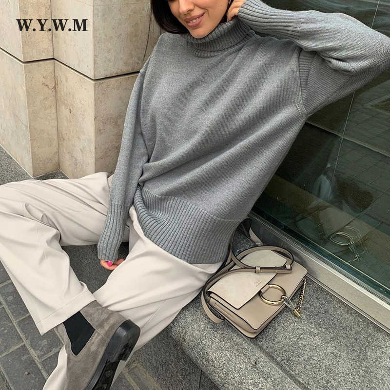 WYWM Winter Turtleneck Solid Sweater Women Korean Basic Thick Warm Knitted Pullover Autumn Soft Loose Streetwear Female Top 211011Z