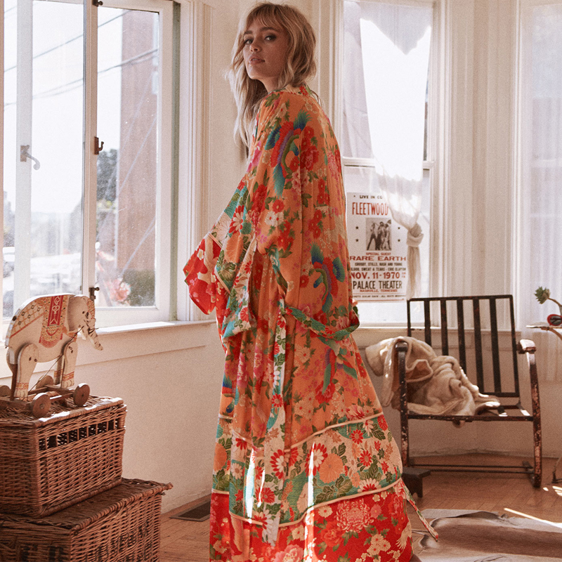 2021 Women Chiffon Kimono Cardigan Floral Printed Long Sleeve Belt Casual Loose Long Outwear Thin Cover Ups Beachwear Plus Size, Orange
2021 Women Chiffon Kimono Cardigan Floral Printed Long Sleeve Belt Casual Loose Long Outwear Thin Cover Ups Beachwear Plus Size, Orange