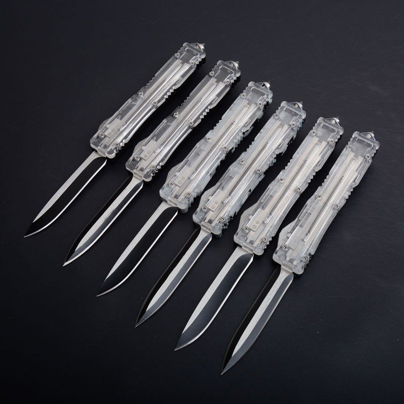 High Quality Automatic Tactical Knife 440C Wire Drawing (Two-tone) Blade Zn-aluminum Alloy + Acrylic Handle Survival Knives With Nylon Sheath
High Quality Automatic Tactical Knife 440C Wire Drawing (Two-tone) Blade Zn-aluminum Alloy + Acrylic Handle Survival Knives With Nylon Sheath