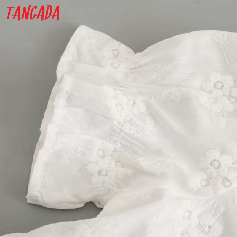 Women Retro White Lace Crop Short Sleeve Summer Chic Female Slim Shirt Tops 3D42 210416