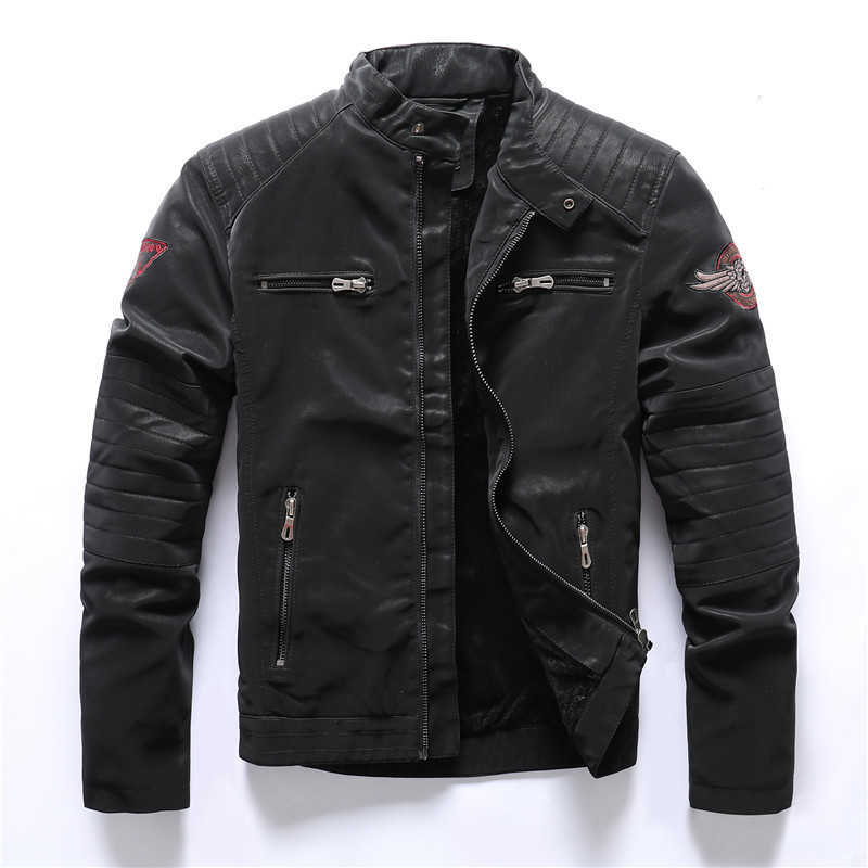 Winter Mens Bomber Jackets Casual Military Male Outwear Fleece Thick Warm Windbreaker Jacket Mens Pu Leather Baseball Coats 211009