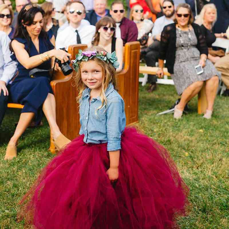 Girls Vintage Green Long Tutu Kids Handmade Dance Tulle Pettiskirts Underskirts Children Christmas Party Costume Skirts 210331