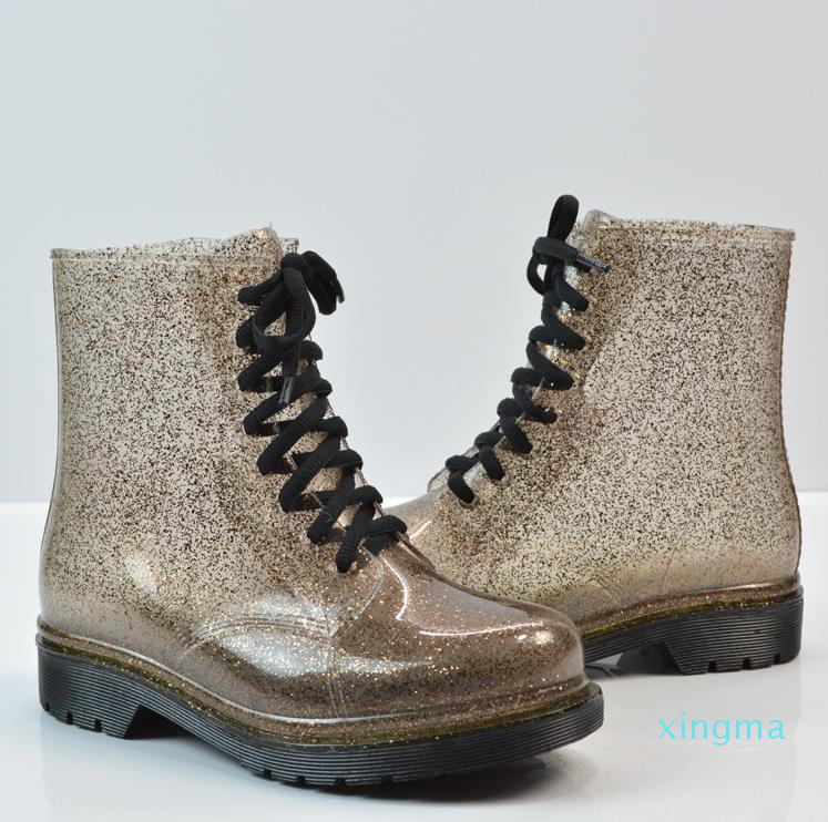 winter ladies transparent glitter rains boot Martin rain boots water shoe water boots student rain boot Snow Snow boots work
