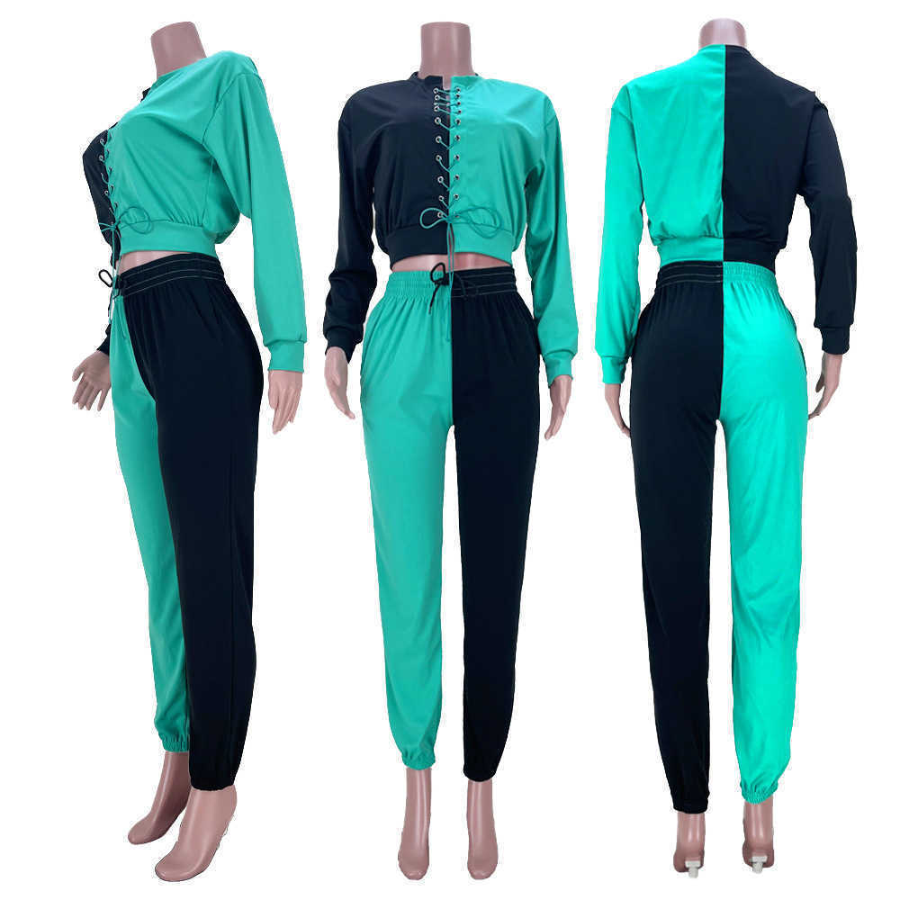 Designers Women sports tracksuits Clothes 2023 autumn color matching corns bandage two-piece set jogging suits