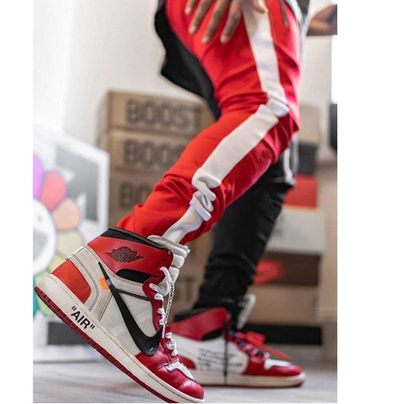 Fashion Drawstring Patchwork Two Color Mens Casual Pencil Pants Streetwear Men Slim Fit Jogger Zipper Elastic Waist Trousers Men's