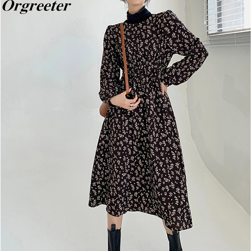 French Retro O-neck Bottoming Gentle wind Floral Printted Chiffon Dress Long-sleeved Elastic waist A-line Casual 210525, Brown
French Retro O-neck Bottoming Gentle wind Floral Printted Chiffon Dress Long-sleeved Elastic waist A-line Casual 210525, Brown