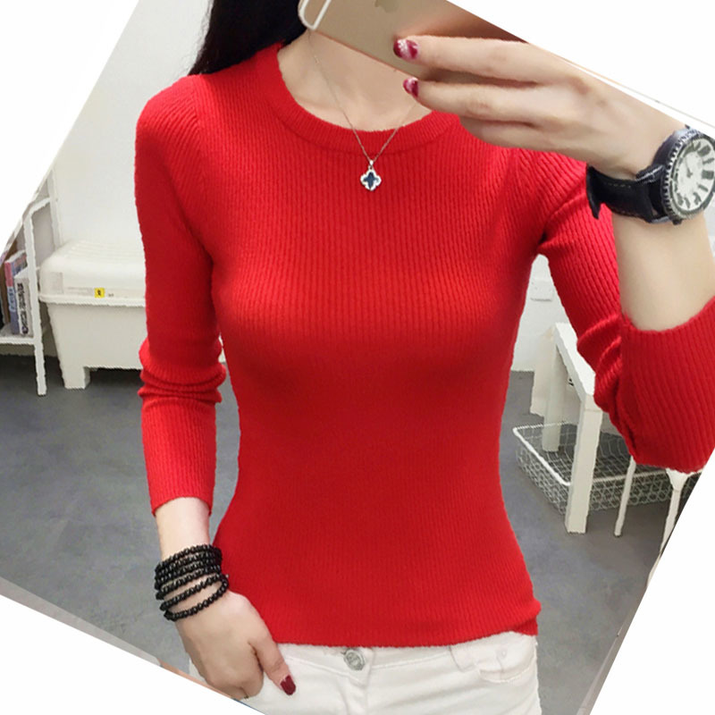 Women Sweater Long Sleeve O-neck Knitted Solid Color Soft Winter Thin Casual Pullover 5800 50 210508