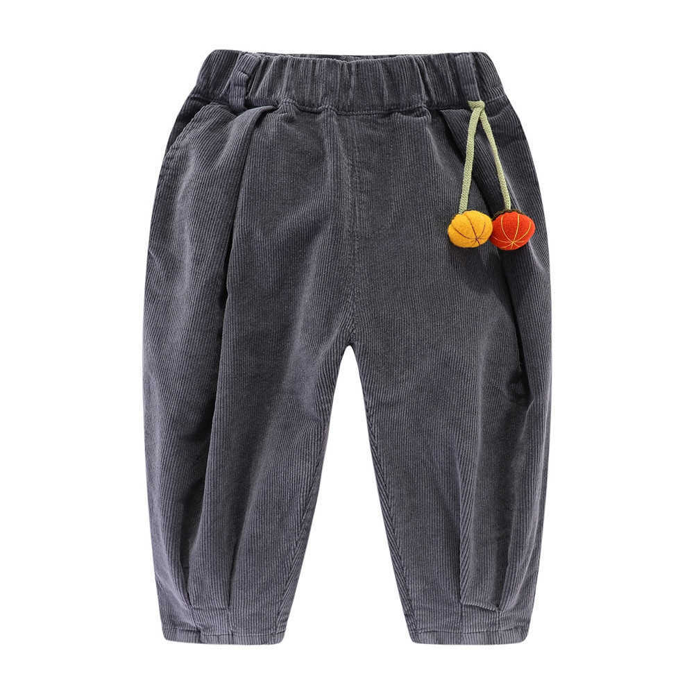 Mudkingdom Baby Girls Corduroy Pants Jogger Comes with Plush Pumpkin Pendant Solid Soft Elastic Waist Harem 210615