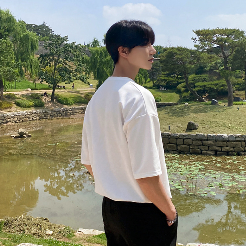 IEFB V-neck Short Sleeve T-shirt Men's Ice Silk Cotton Tee Korean Trend Fashion Summer Loose Tops For Male Casual Y7193 210524