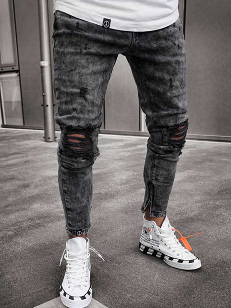 Men Ripped Skinny Jeans Men's Gray Trousers Zipper Cool Design Pencil Pants Casual Street Moto&Biker Stretch Jeans X0621, Black
Men Ripped Skinny Jeans Men's Gray Trousers Zipper Cool Design Pencil Pants Casual Street Moto&Biker Stretch Jeans X0621, Black