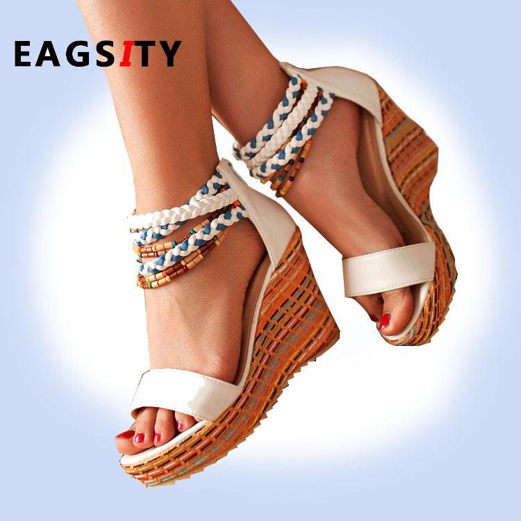 Dress Shoes EAGSITY Ethnic Style Women Wedges Platform Square Heel Bohemia Beach Sandals Wedding Party Pumps White Ladies High, Blue
Dress Shoes EAGSITY Ethnic Style Women Wedges Platform Square Heel Bohemia Beach Sandals Wedding Party Pumps White Ladies High, Blue