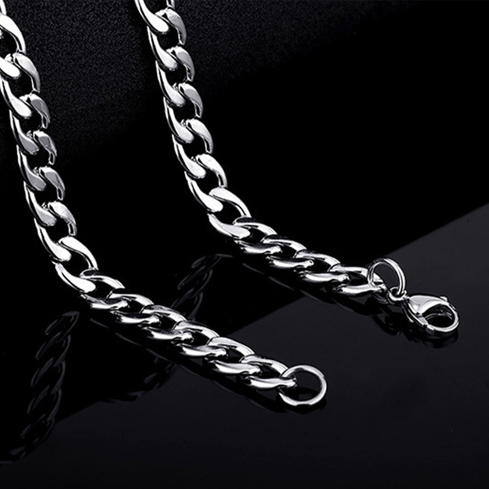 3mm5mm6mm7mm Stainless Steel Flat Curb Cuban Chain Link for Men Women Necklace 45cm75cm Length with Velvet Bag
