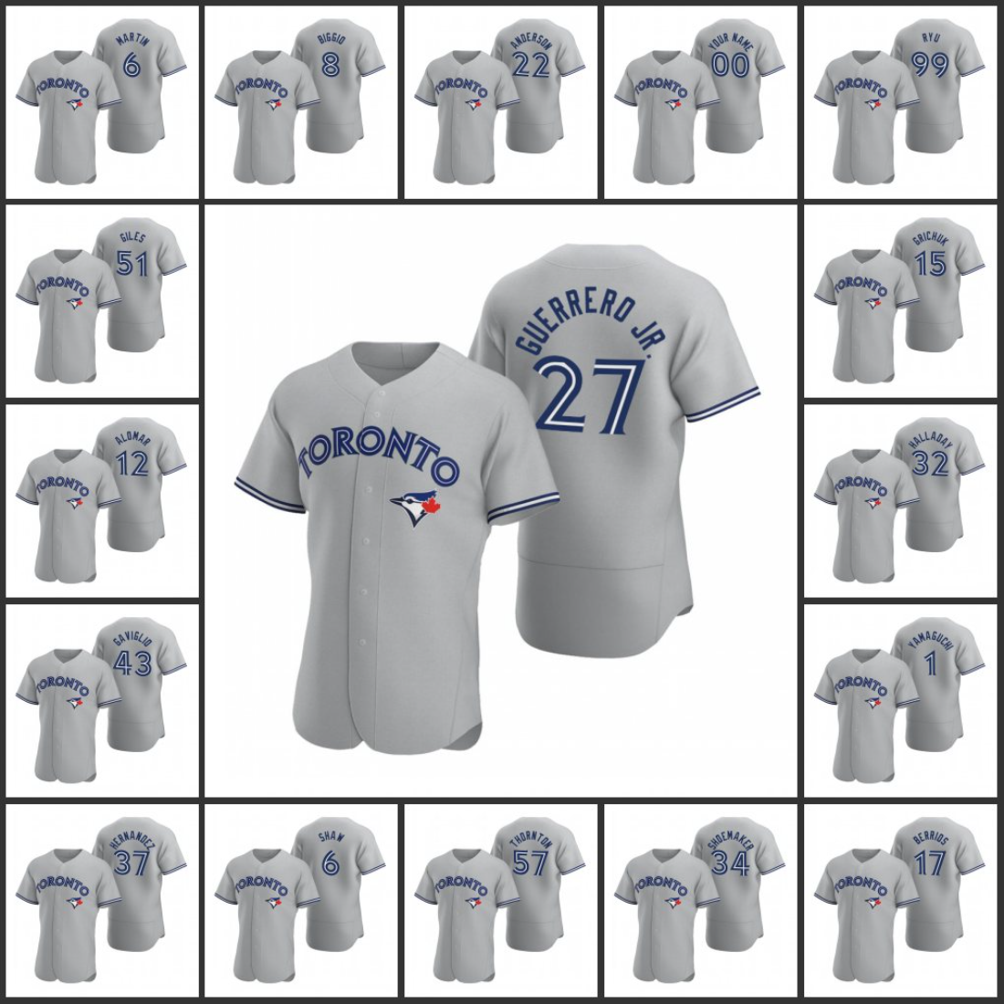 Toronto BlueJays Men Women Youth #99 Hyun-Jin Ryu 17 Jose Berrios 27 Vladimir Guerrero Jr. 37 Teoscar Hernandez Custom Gray Authentic Road Jersey
Toronto BlueJays Men Women Youth #99 Hyun-Jin Ryu 17 Jose Berrios 27 Vladimir Guerrero Jr. 37 Teoscar Hernandez Custom Gray Authentic Road Jersey