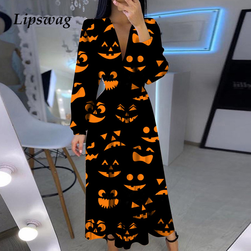 halloween demon pumpkin print dress women autumn long sleeve a-line party dress retro elegant v neck evening long dress vestidoshigh quality, Black;gray
halloween demon pumpkin print dress women autumn long sleeve a-line party dress retro elegant v neck evening long dress vestidoshigh quality, Black;gray