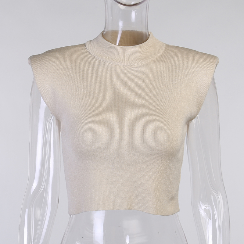 Women Turtleneck Knitted Sweaters Sleeveless Shoulder Pad Fashion Vest Women Autumn Spring Thin White Warm Pullovers Tops 210521