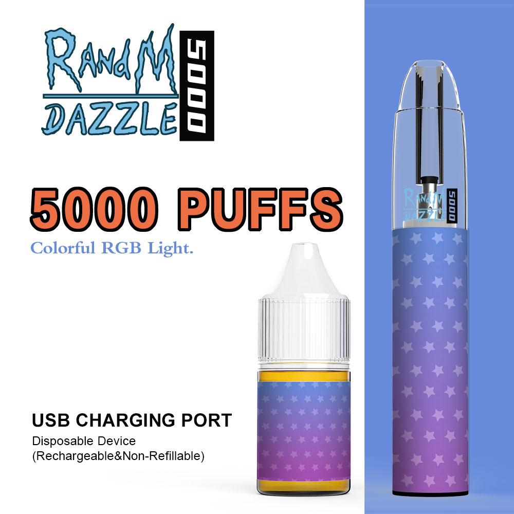 RandM Dazzle 5000puffs 14 colors e cigarette disposable Vape pen 10ml prefilled vs PUFF MAX 650mah Rechargeable RGB Glowing LED light device
RandM Dazzle 5000puffs 14 colors e cigarette disposable Vape pen 10ml prefilled vs PUFF MAX 650mah Rechargeable RGB Glowing LED light device