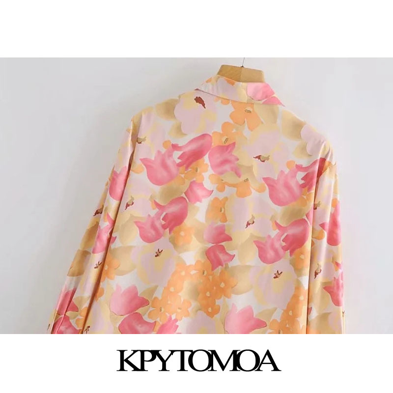 Women Chic Fashion Floral Print Loose Mini Shirt Dress Long Sleeve Button-up Female Dresses Vestidos Mujer 210420