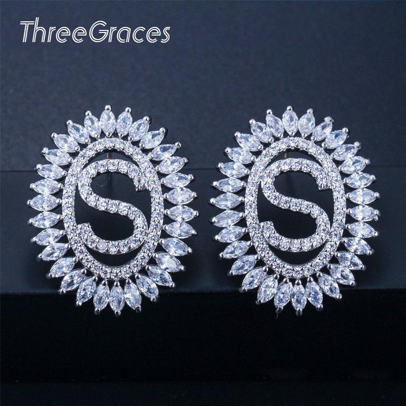 Stud ThreeGraces Famous Design Sparkling White CZ Crystal Marquise Cut Alphabet Letter Earrings Friendship Gift ER049, Golden;silver
Stud ThreeGraces Famous Design Sparkling White CZ Crystal Marquise Cut Alphabet Letter Earrings Friendship Gift ER049, Golden;silver