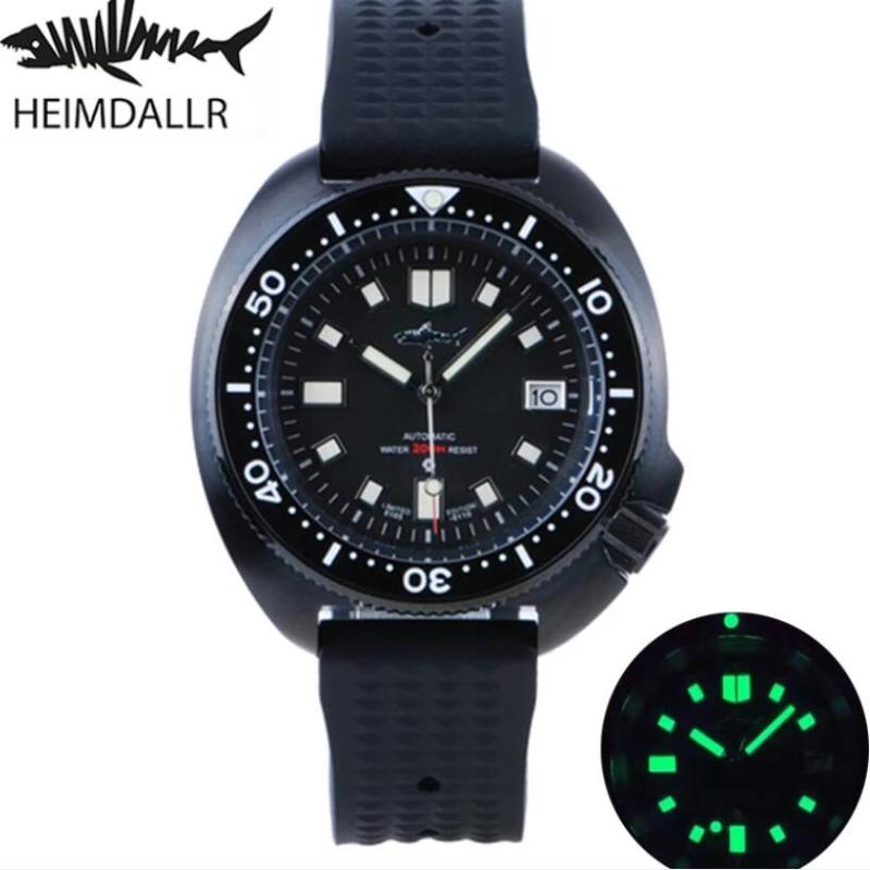 Wristwatches Heimdallr Sharkey Men's Diver Watch Sapphire Black PVD Coated Case Luminous Dial 200M Water Resistance NH35A Automatic Movement, Full black
Wristwatches Heimdallr Sharkey Men's Diver Watch Sapphire Black PVD Coated Case Luminous Dial 200M Water Resistance NH35A Automatic Movement, Full black