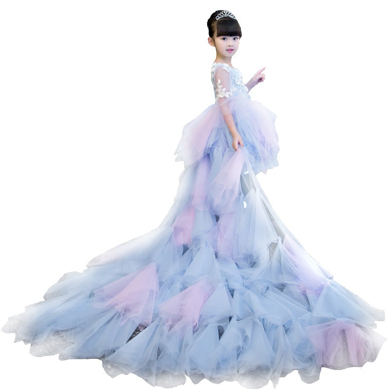 Baby First Holy Communion Dresses Long Trailing Girls Dress Child Mermaid Pageant Ball Gown for Wedding Birthday Evening Prom Party Gowns