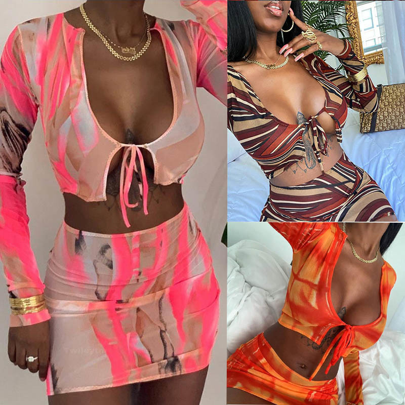 womens sexy clothing Mesh printed lace-up T-shirt bodycon mini skirts 2 two piece outfits set fashion streetwear nightclub clothes suits, White
womens sexy clothing Mesh printed lace-up T-shirt bodycon mini skirts 2 two piece outfits set fashion streetwear nightclub clothes suits, White