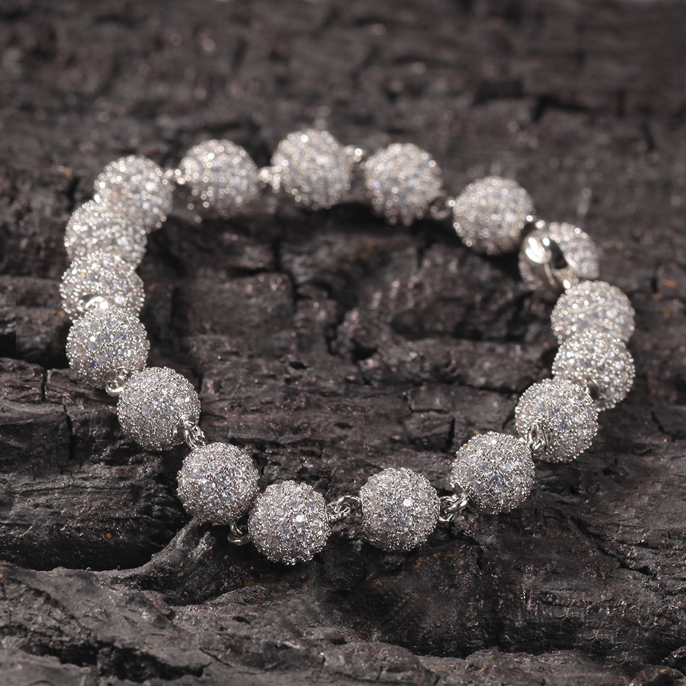 Mens Gold Link Bracelets Hip Hop Jewelry Round Bead Vintage Bracelet