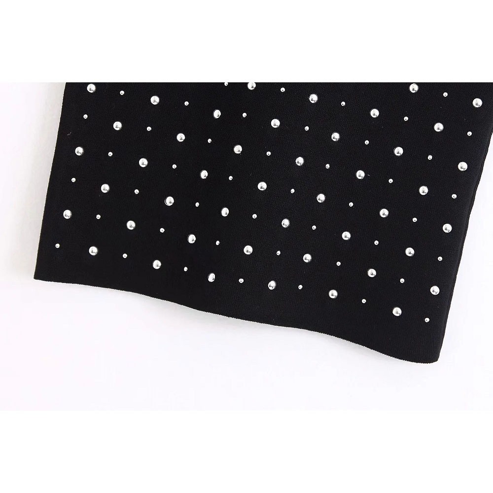 Vintage Stylish Rivet Sleeveless Sweaters Women Fashion O-Neck Pullovers Elegant Ladies Chic Jumpers 210520