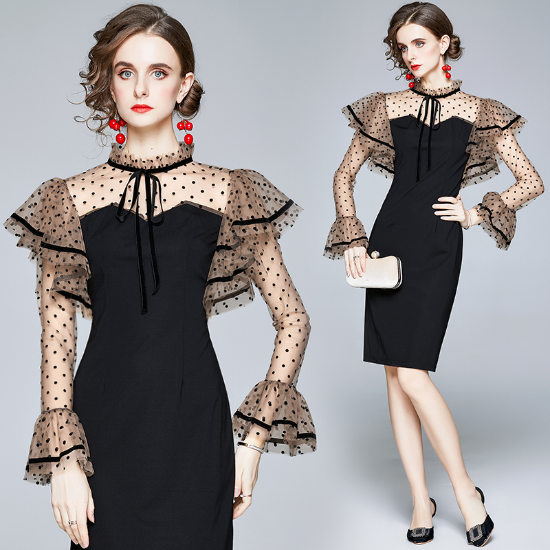 Elegant Sexy Black Bodycon Party Dress Mesh Flare Sleeve 2022 Designer Runway Fashion Ruffle Women Casual Office Cocktail Clothes Ladies Chic Star Dresses Spring
Elegant Sexy Black Bodycon Party Dress Mesh Flare Sleeve 2022 Designer Runway Fashion Ruffle Women Casual Office Cocktail Clothes Ladies Chic Star Dresses Spring