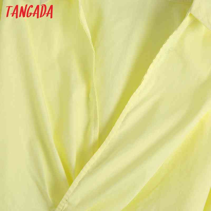 Women Fashion Yellow Slash Cropped Shirt Vintage Long Sleeve Female Shirts Blusas Chic Tops BE523 210416