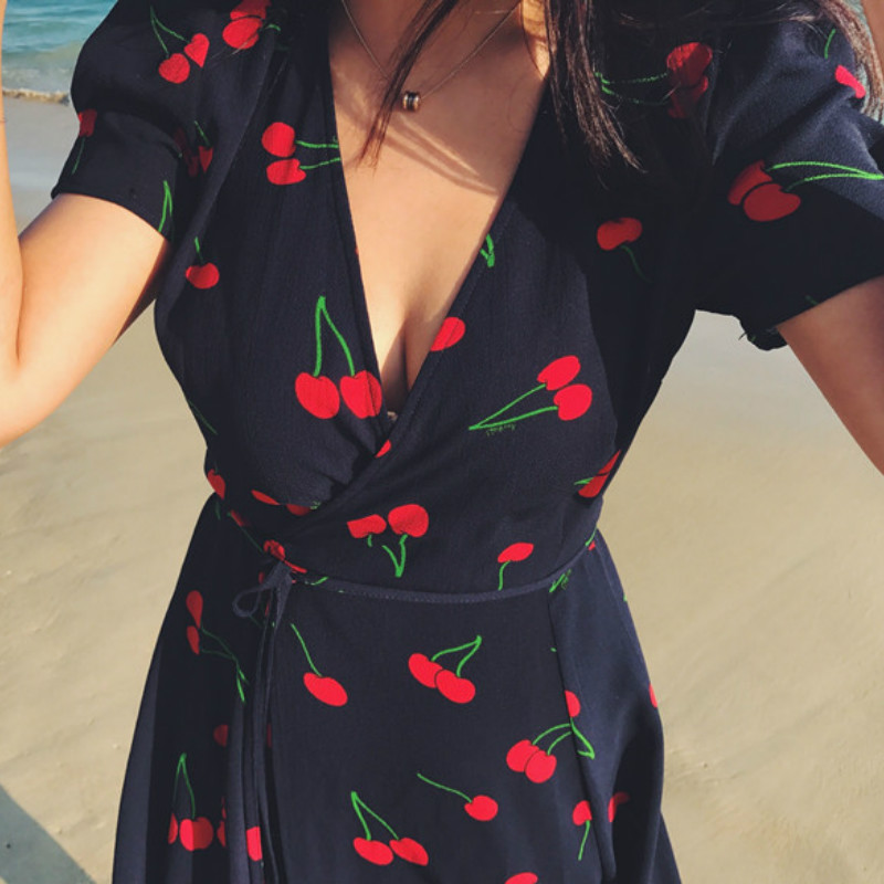 Plus Size Women Dress Cherry Print Short Sleeve Vintage French Dress V-neck Midi Dress Chiffon Summer Vestidos 2021 -4XL, Navy blue
Plus Size Women Dress Cherry Print Short Sleeve Vintage French Dress V-neck Midi Dress Chiffon Summer Vestidos 2021 -4XL, Navy blue