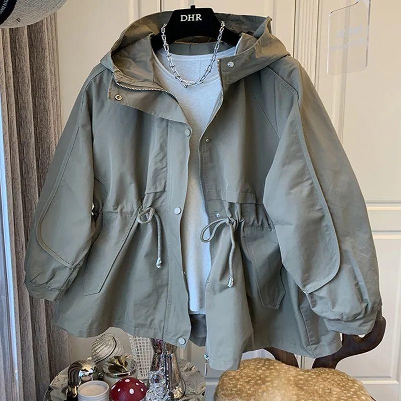 Women's Trench Coats Large Size Autumn Coat 2021 Waist Slim Retro Drawstring Hooded Tooling Windbreaker Tide, Tan;black
Women's Trench Coats Large Size Autumn Coat 2021 Waist Slim Retro Drawstring Hooded Tooling Windbreaker Tide, Tan;black