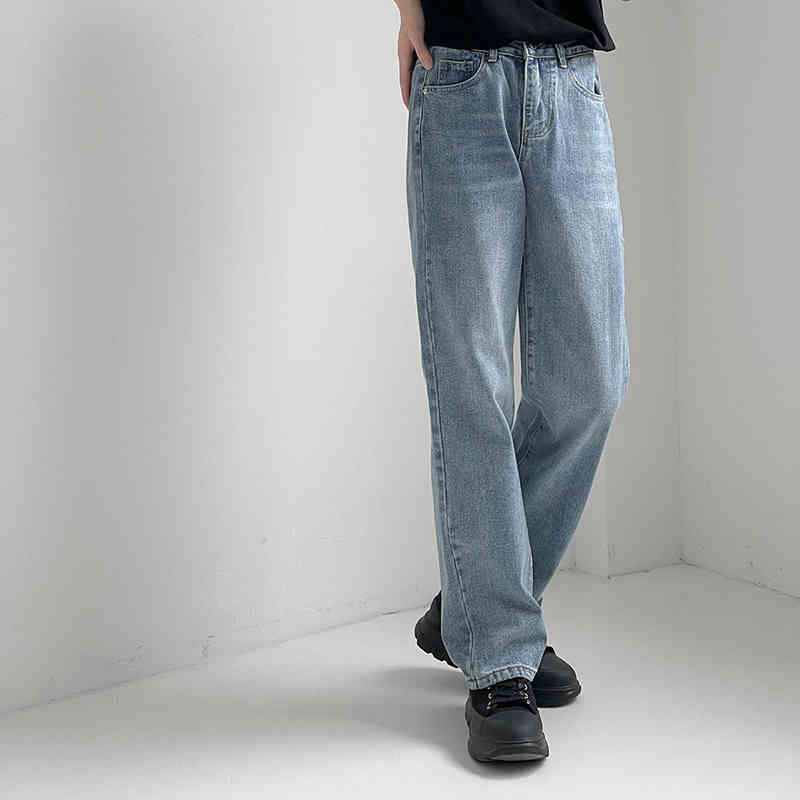 IEFB Straight Blue Jeans Men's Korean Denim Pants Casual Versatile Trend Loose Streetwear Vintage Trousers 9Y7567 210524