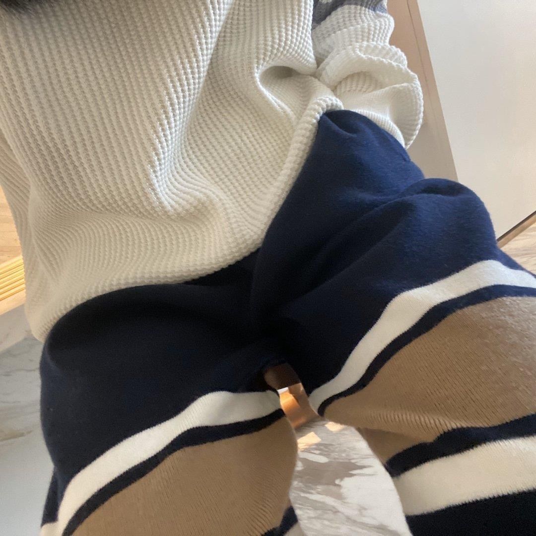 Nomikuma Hit Color Striped Women Sweater Pants Lace Up Waist New Trousers Autumn Winter Thicken Knitted Harem Pants 6C649 210427