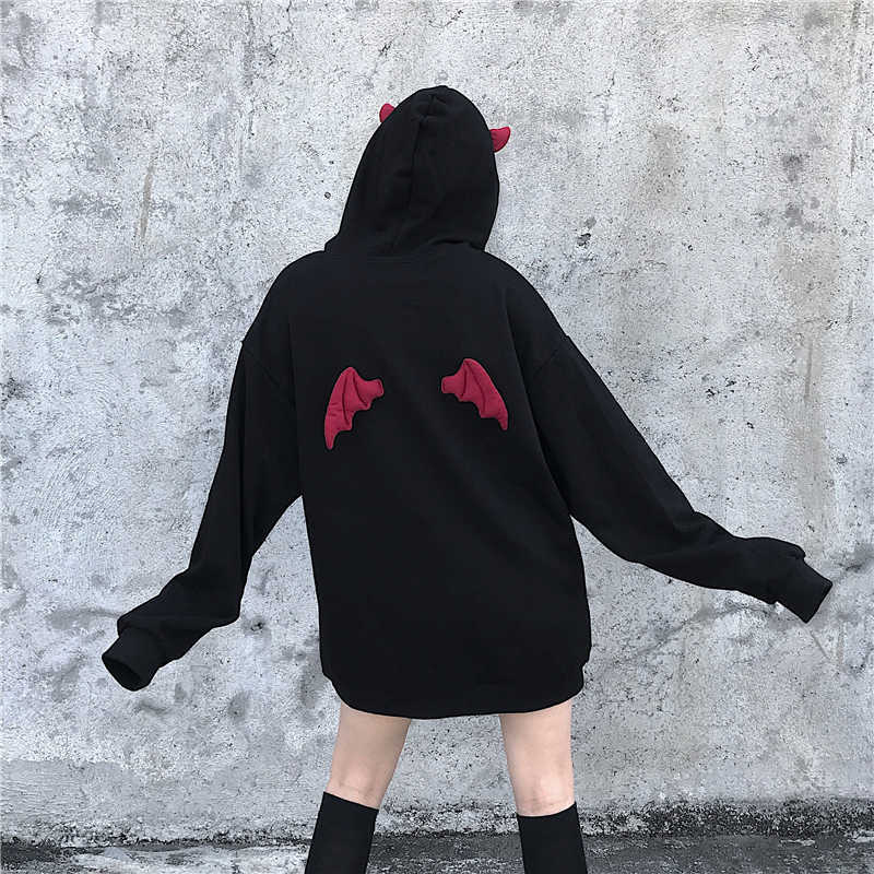 Winter women's hooded sweatshirt women Korean ins Harajuku vintage dark devil small wings fashion loose BF 210608, Black
Winter women's hooded sweatshirt women Korean ins Harajuku vintage dark devil small wings fashion loose BF 210608, Black