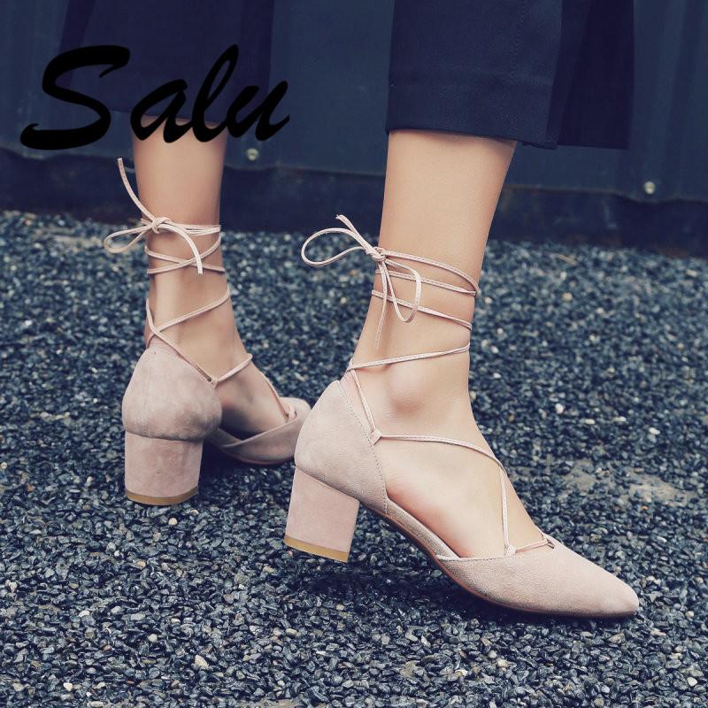 Salu Sandals Women Summer Suede Leather Shoes Woman Female High Heels Gladiator, Black
Salu Sandals Women Summer Suede Leather Shoes Woman Female High Heels Gladiator, Black