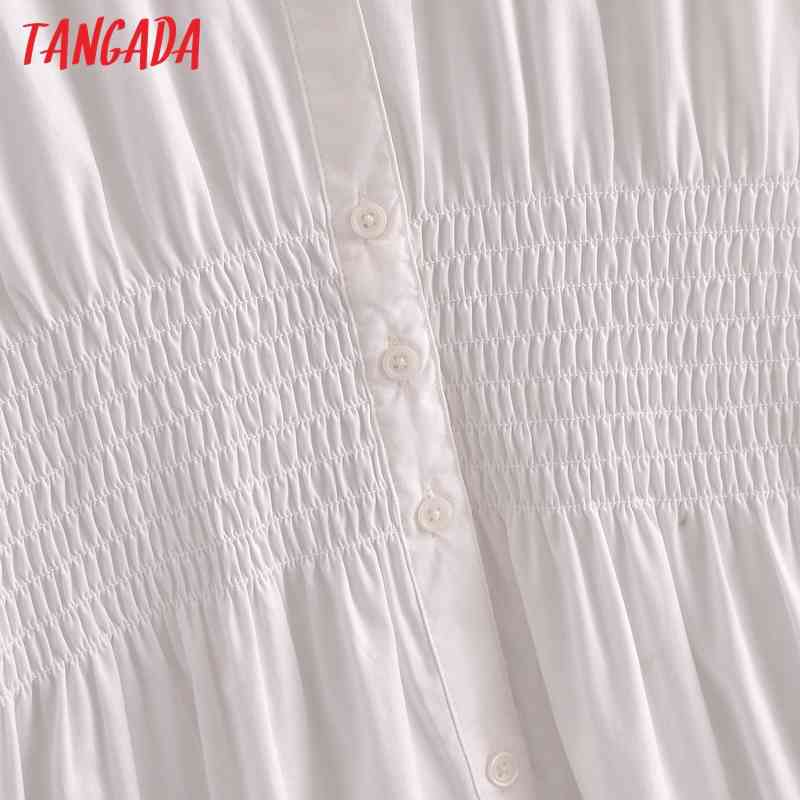 Women White Tunic Shirts Long Sleeve Solid Turn Down Collar Elegant Office Ladies Work Wear Blouses 3A34 210416