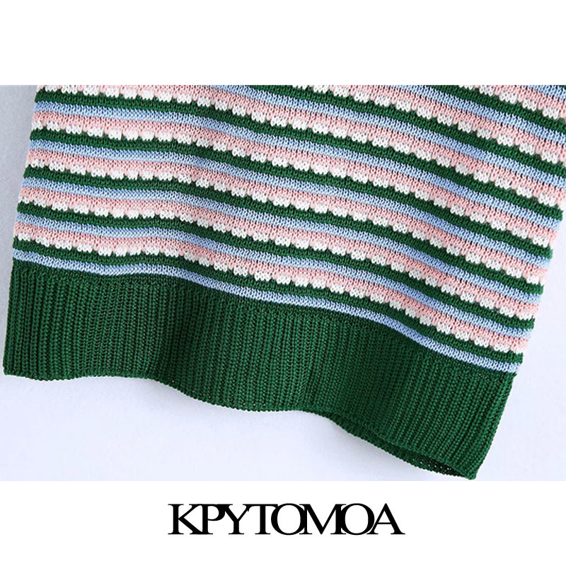 Women Fashion With Rhinestone Button Knitted Sweater Lapel Collar Short Sleeve Female Pullovers Chic Tops 210420