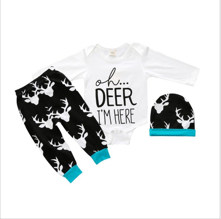Kids baby Boys clothing long sleeve letter T-shirt + pants + hat 3 pcs. Costume Newborns Clothing Set