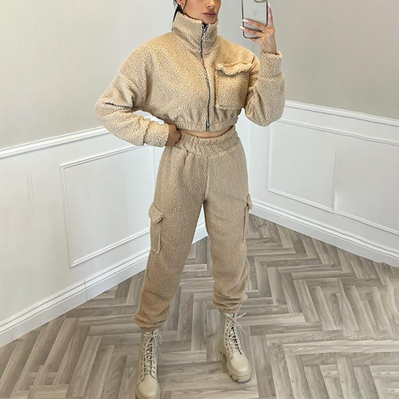 Women's Two Piece Pants YANA Fashion Stand Collar Faux Lamb Fur Suits Women Elegant Casual Solid Pockets Short Suit Full Length Ladies, White
Women's Two Piece Pants YANA Fashion Stand Collar Faux Lamb Fur Suits Women Elegant Casual Solid Pockets Short Suit Full Length Ladies, White