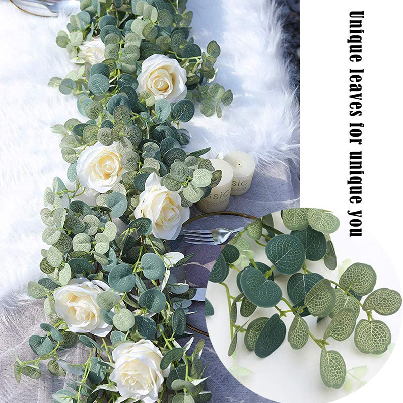 6.2FT Artificial Plant Flowers Eucalyptus Garland With White Roses Greenery Leaves For Wedding Backdrop Party Wall Table Decor, As show
6.2FT Artificial Plant Flowers Eucalyptus Garland With White Roses Greenery Leaves For Wedding Backdrop Party Wall Table Decor, As show