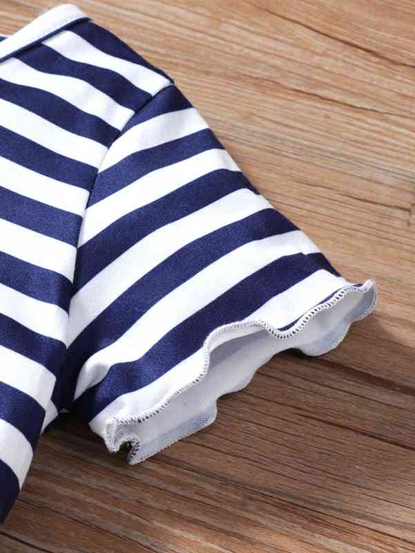 Baby Striped Lettuce Trim Tee & Cami Dress SHE