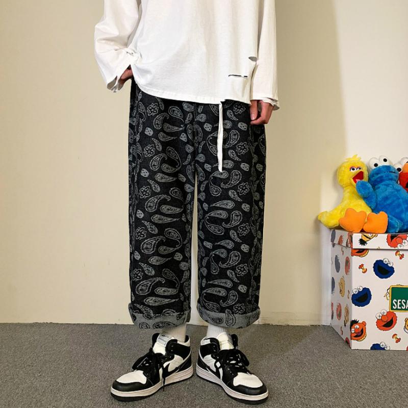 Full Print Men Harem Pants 2021 Fashion Mens Clothing Straight Casual Jean Pant Loose Vintage Jogger Ankle-length M-5xl Men's