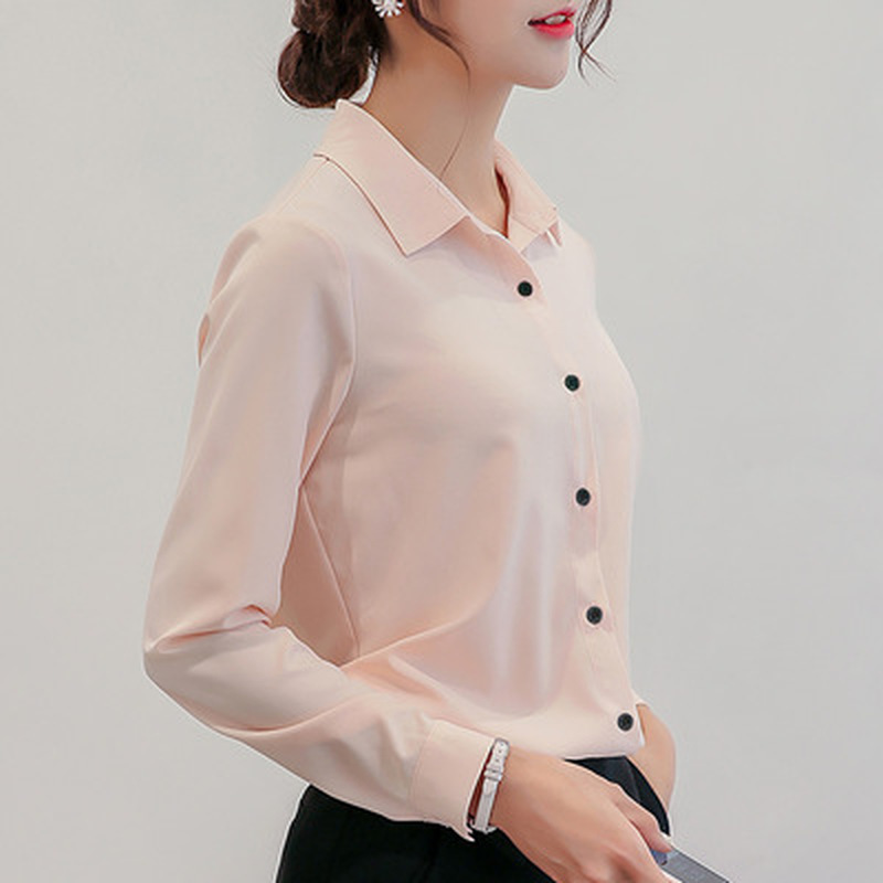 Spring and Autumn Korean Slim Top Casual Bottoming Shirt Business Solid Shows Thin Woman Office Lady Style 12081 210427
