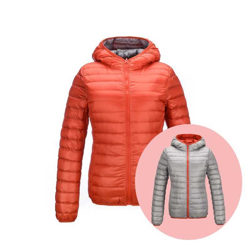Bang Down Coat Women Ultra Light Down Jacket Feather Jacket Women With Carry Bag Travel Double Side Reversible Jackets Plus 210819