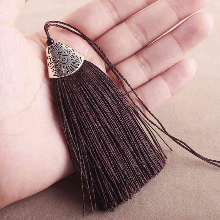 Key Rings Chinese Style Small Black Bead Flat Tassel Spike Diy Chain Mobile Phone Pendant Decoration Material