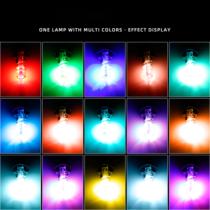 12V T10 W5W Car Dome Reading Light Automobiles Wedge Lamp Motorcycle RGB LED Bulb With Remote Controller Flash/Strobe